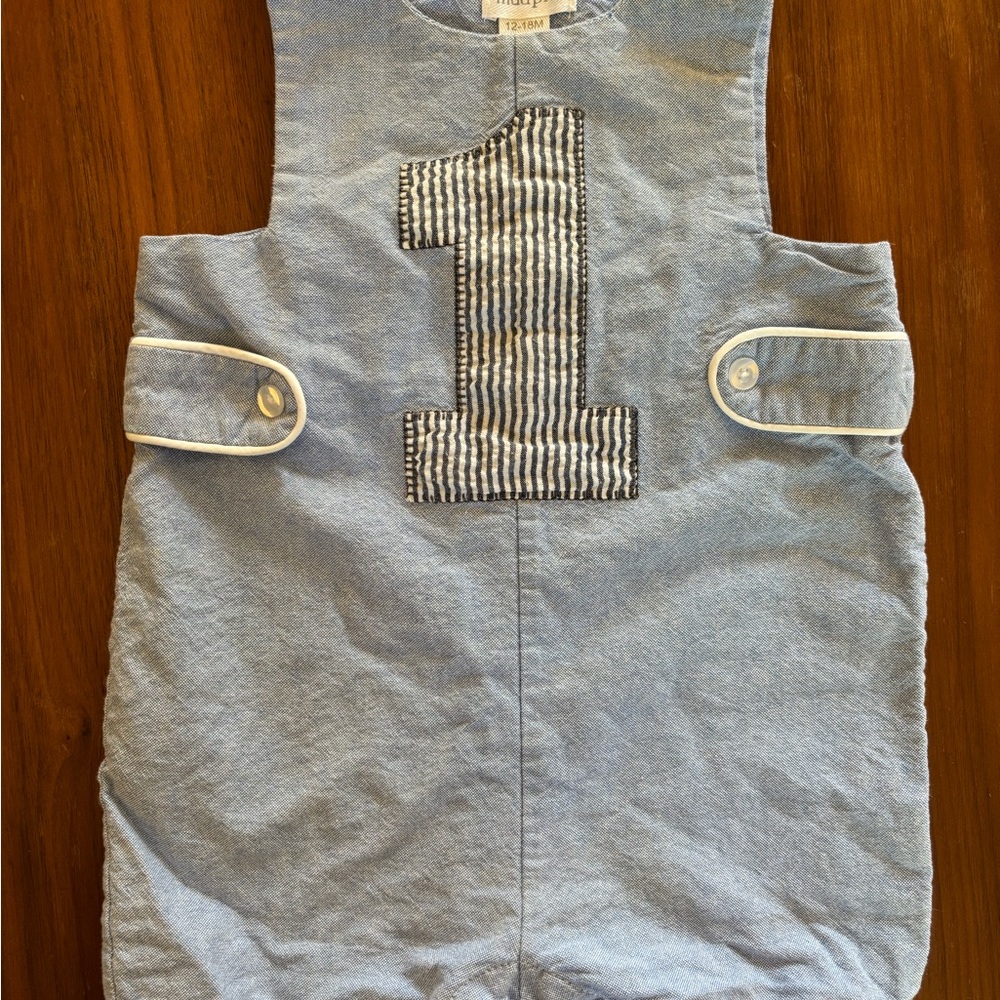 Mud Pie Blue Diaper Cover with Number Patch